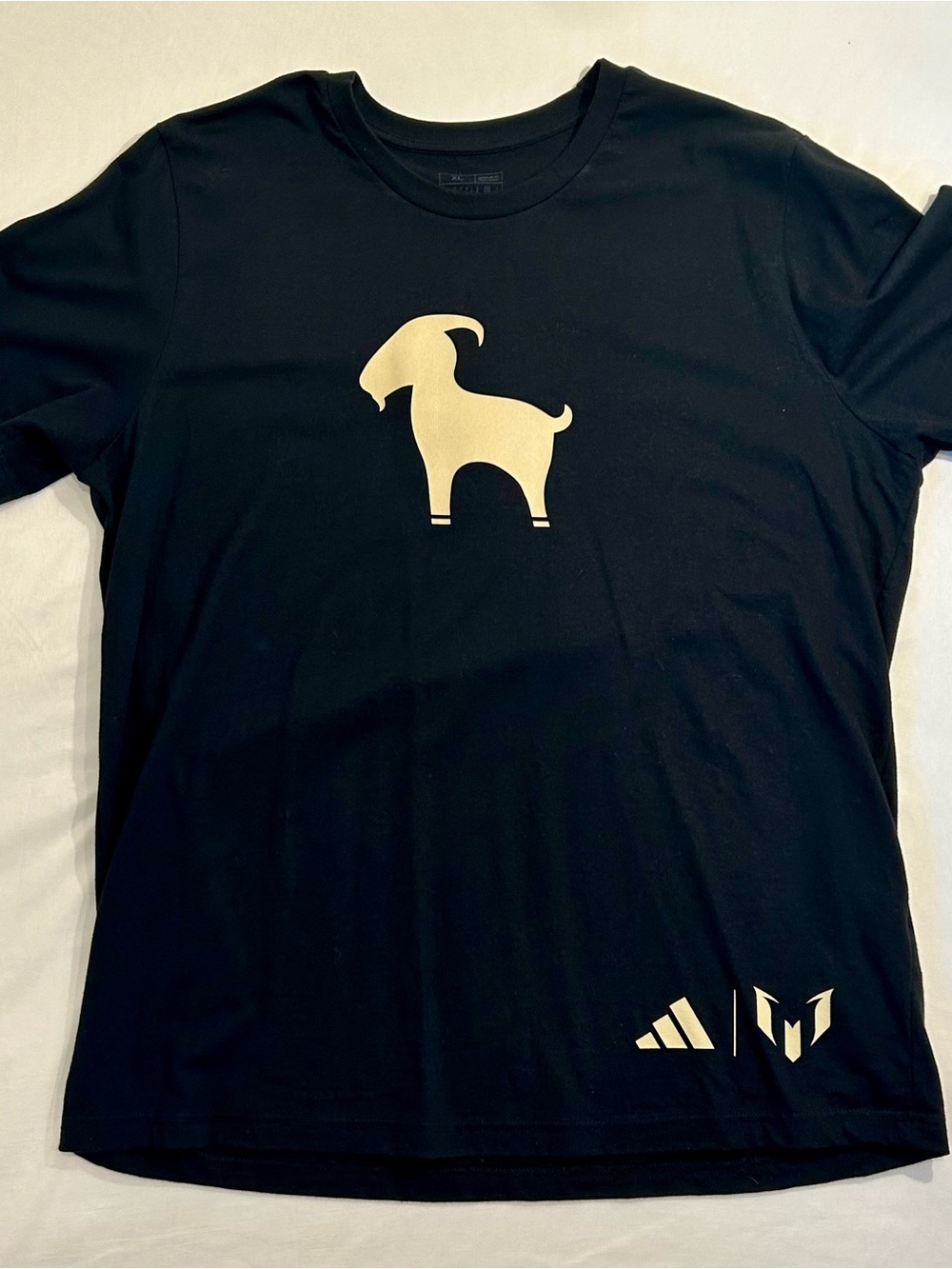 adidas Black Short-Sleeve Tee with Gold Goat Graphic